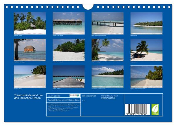 Produktbild: Traumstr&auml;nde rund um den Indischen Ozean (Wandkalender 2026 DIN A4 quer), CALVENDO Monatskalender