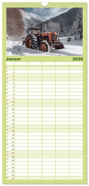 Produktbild: Familienplaner 2026 - Alte Maschinen - verlassene Lieblinge mit 5 Spalten (Wandkalender, 21 x 45 cm) CALVENDO