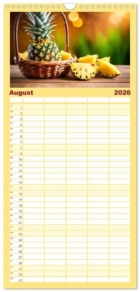 Produktbild: Familienplaner 2026 - Gesundes frisches Obst mit 5 Spalten (Wandkalender, 21 x 45 cm) CALVENDO