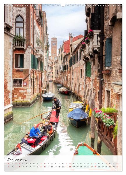 Produktbild: Venedig und Burano, Stadt am Wasser und Insel der bunten H&auml;user (hochwertiger Premium Wandkalender 2026 DIN A2 hoch), Kunstdruck in Hochglanz