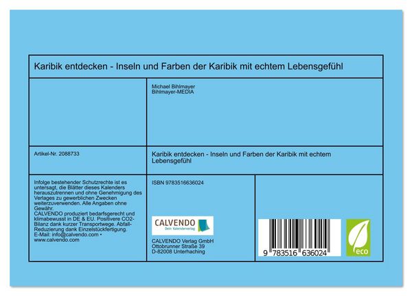 Produktbild: Karibik entdecken - Inseln und Farben der Karibik mit echtem Lebensgef&uuml;hl (Tischkalender 2026 DIN A5 quer), CALVENDO Monatskalender