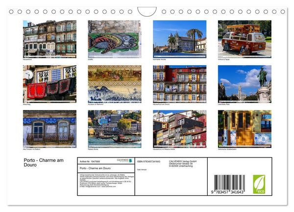 Produktbild: Porto - Charme am Douro (Wandkalender 2026 DIN A4 quer), CALVENDO Monatskalender