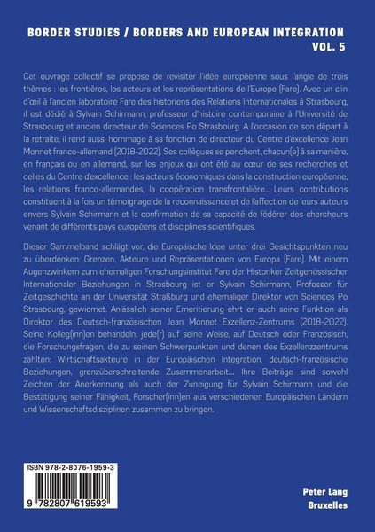 Produktbild: Fronti&egrave;res, acteurs et repr&eacute;sentations d&rsquo;Europe (Fare) Grenzen, Akteure und Repr&auml;sentationen Europas