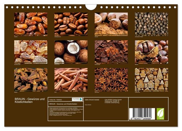Produktbild: BRAUN - Gew&uuml;rze und K&ouml;stlichkeiten (Wandkalender 2026 DIN A4 quer), CALVENDO Monatskalender