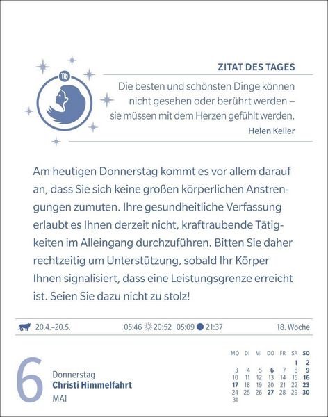 Produktbild: Jungfrau Sternzeichenkalender 2027 - Tagesabrei&szlig;kalender - Ihr Horoskop f&uuml;r jeden Tag