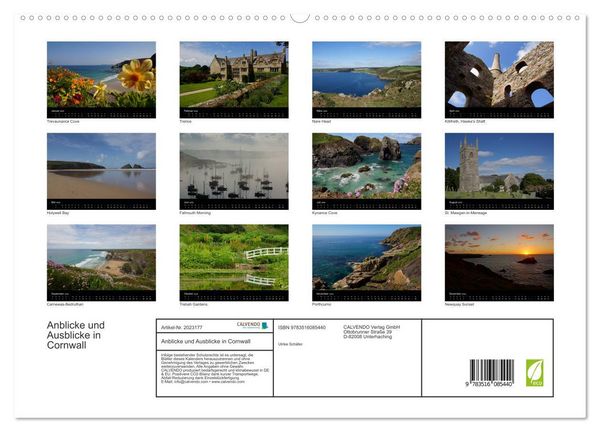 Produktbild: Anblicke und Ausblicke in Cornwall (hochwertiger Premium Wandkalender 2026 DIN A2 quer), Kunstdruck in Hochglanz