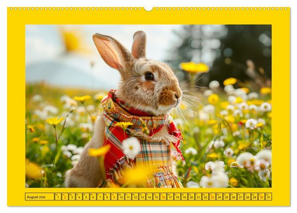 Produktbild: Kaninchen auf modischer Mission (Wandkalender 2026 DIN A2 quer), CALVENDO Monatskalender