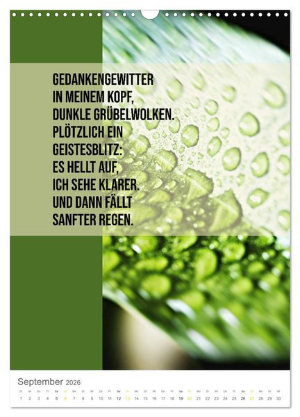 Produktbild: Tagesfarben - Poesie in Wort und Bild (Wandkalender 2026 DIN A3 hoch), CALVENDO Monatskalender