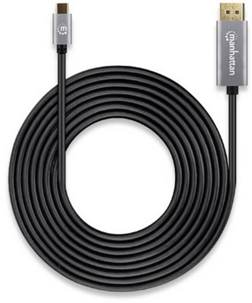 Produktbild: Manhattan DisplayPort / USB-C&reg; Anschlusskabel DisplayPort Stecker, USB-C&reg; Stecker 3.00 m Grau, Schwarz 354851 dreifach geschirmt, vergoldete Steckko