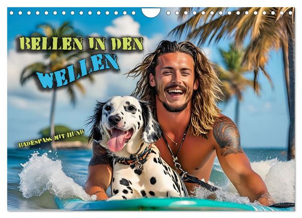 Produktbild: Bellen in den Wellen - Badespa&szlig; mit Hund (Wandkalender 2026 DIN A4 quer), CALVENDO Monatskalender