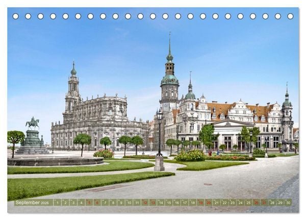 Produktbild: Historisches Dresden um 1900 neu restauriert und detailkoloriert (Tischkalender 2026 DIN A5 quer), CALVENDO Monatskalender