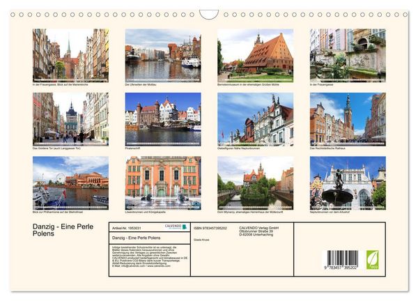 Produktbild: Danzig - Eine Perle Polens (Wandkalender 2026 DIN A3 quer), CALVENDO Monatskalender