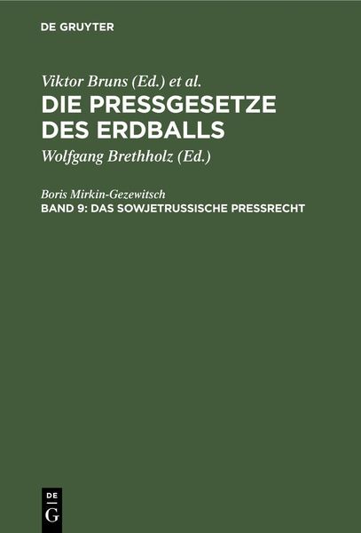 Produktbild: Das sowjetrussische Pre&szlig;recht