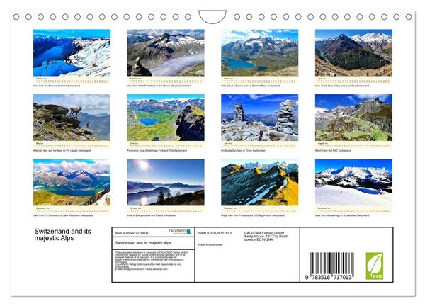Produktbild: Switzerland and its majestic Alps (Wall Calendar 2026 DIN A4 landscape), CALVENDO 12 Month Wall Calendar