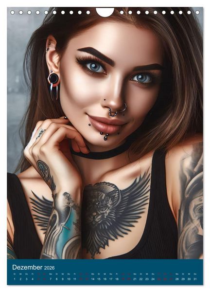Produktbild: Tattoo und Piercing Women (Wandkalender 2026 DIN A4 hoch), CALVENDO Monatskalender