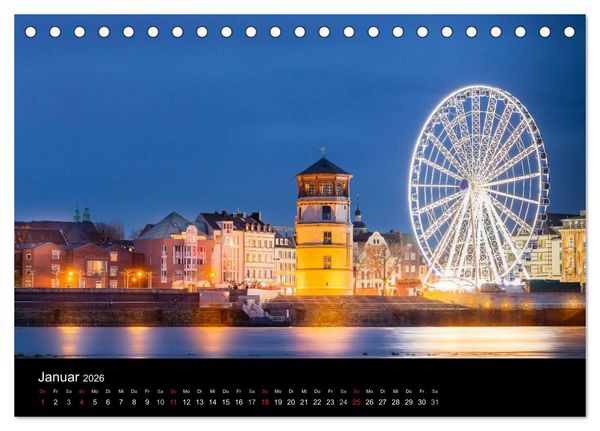 Produktbild: D&uuml;sseldorf bei Nacht (Tischkalender 2026 DIN A5 quer), CALVENDO Monatskalender