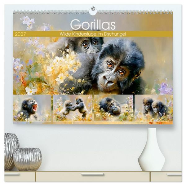 Produktbild: Gorillas. Wilde Kinderstube im Dschungel (hochwertiger Premium Wandkalender 2027 DIN A2 quer), Kunstdruck in Hochglanz