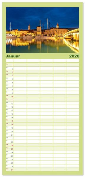 Produktbild: Familienplaner 2026 - Kroatien - Welterbe Trogir mit 5 Spalten (Wandkalender, 21 x 45 cm) CALVENDO