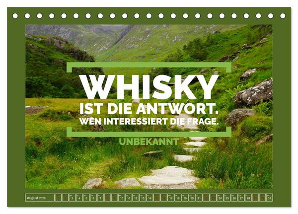 Produktbild: Whisky-Weisheiten (Tischkalender 2026 DIN A5 quer), CALVENDO Monatskalender