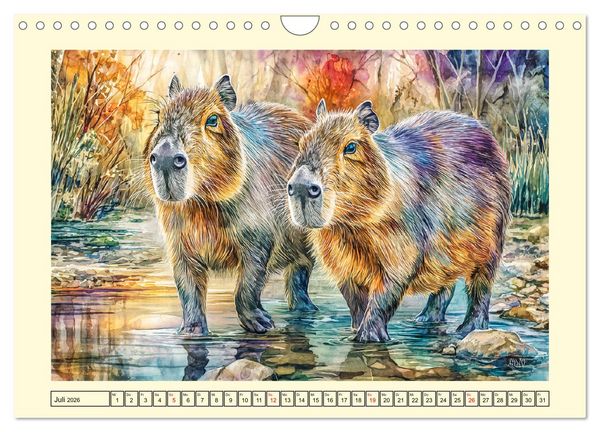 Produktbild: Wasserschweine. Bezaubernde Capybaras in der Natur (Wandkalender 2026 DIN A4 quer), CALVENDO Monatskalender