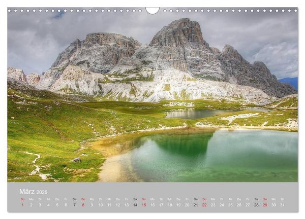Produktbild: Giganten der Dolomiten - Die Dreitausender (Wandkalender 2026 DIN A3 quer), CALVENDO Monatskalender