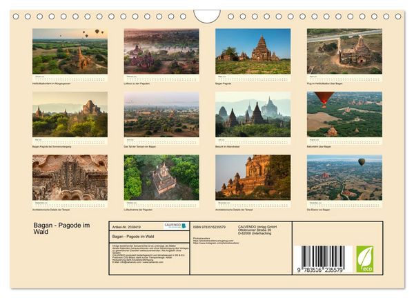 Produktbild: Bagan - Pagode im Wald (Wandkalender 2026 DIN A4 quer), CALVENDO Monatskalender