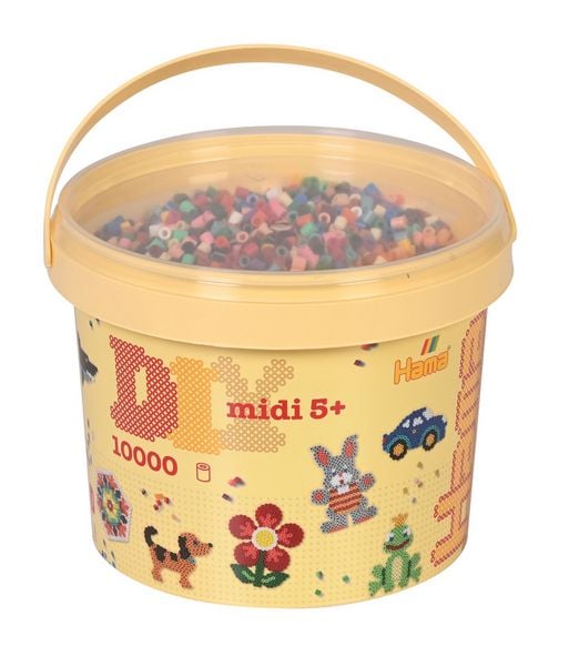 Produktbild: Hama 180-67 - Eimer mit ca. 10000 Midi-B&uuml;gelperlen, Volltonmix
