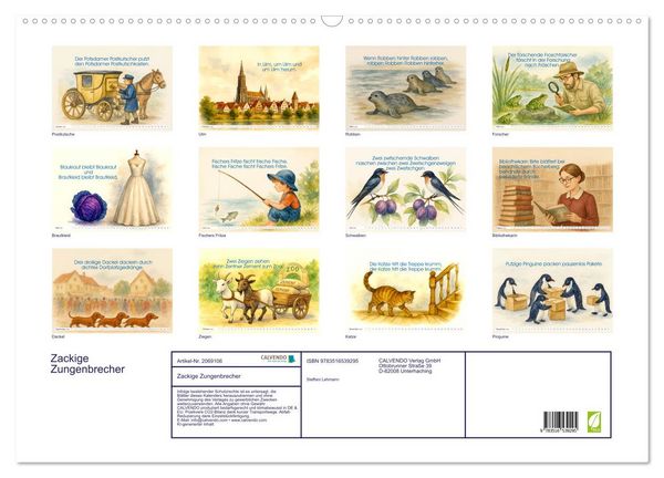 Produktbild: Zackige Zungenbrecher (Wandkalender 2026 DIN A2 quer), CALVENDO Monatskalender