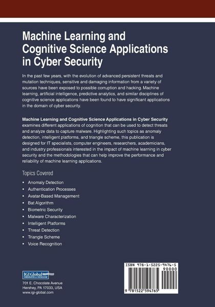 Produktbild: Machine Learning and Cognitive Science Applications in Cyber Security