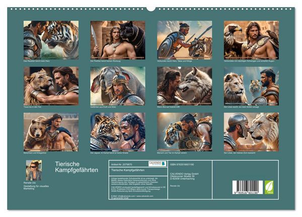 Produktbild: Tierische Kampfgef&auml;hrten (hochwertiger Premium Wandkalender 2026 DIN A2 quer), Kunstdruck in Hochglanz