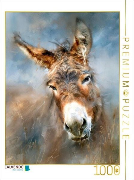 CALVENDO Puzzle Esel, ein liebenswerter Blick und ein stiller Moment auf vier Hufen | 1000 Teile Lege-Größe 64 × 48 cm Foto-Puzzle für glückliche Stunden