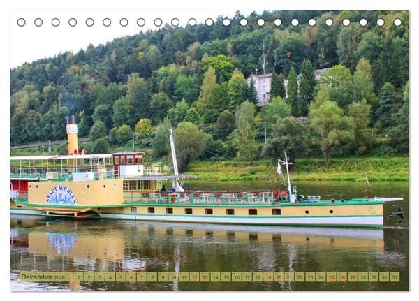 Produktbild: Seitenraddampfer &ndash; In Sachsen von K&ouml;nigstein bis Bad Schandau (Tischkalender 2026 DIN A5 quer), CALVENDO Monatskalender