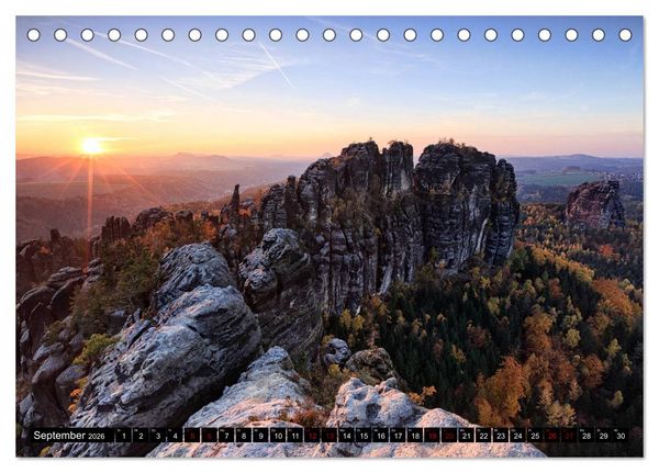 Produktbild: Elbsandsteingebirge: Unterwegs in der S&auml;chsischen und B&ouml;hmischen Schweiz (Tischkalender 2026 DIN A5 quer), CALVENDO Monatskalender