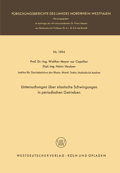 Produktbild: Untersuchungen &uuml;ber elastische Schwingungen in periodischen Getrieben