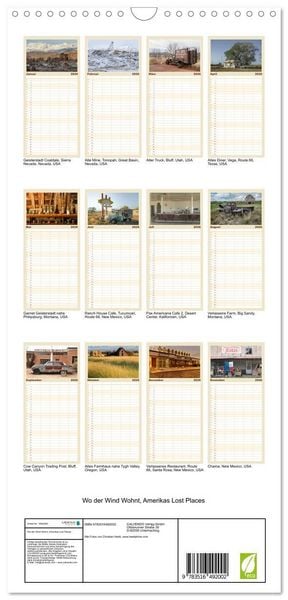 Produktbild: Familienplaner 2026 - Wo der Wind Wohnt, Amerikas Lost Places mit 5 Spalten (Wandkalender, 21 x 45 cm) CALVENDO