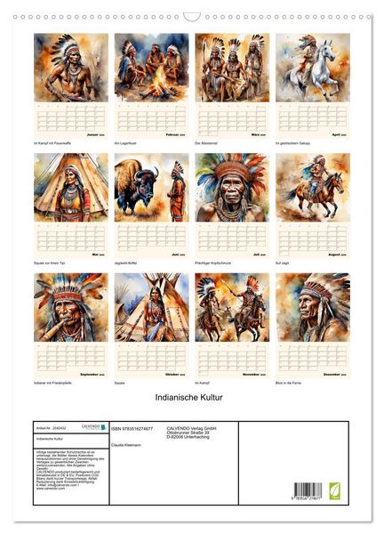 Produktbild: Indianische Kultur (Wandkalender 2026 DIN A2 hoch), CALVENDO Monatskalender