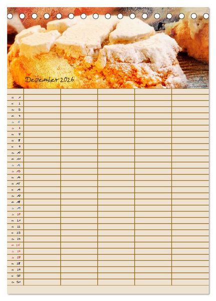 Produktbild: Italienische K&uuml;che mit Familienplaner (Tischkalender 2026 DIN A5 hoch), CALVENDO Monatskalender