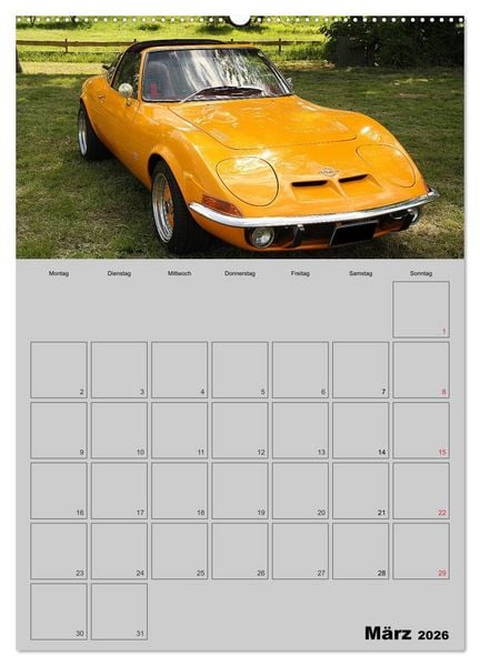 Produktbild: Opel GT Terminplaner (hochwertiger Premium Wandkalender 2026 DIN A2 hoch), Kunstdruck in Hochglanz