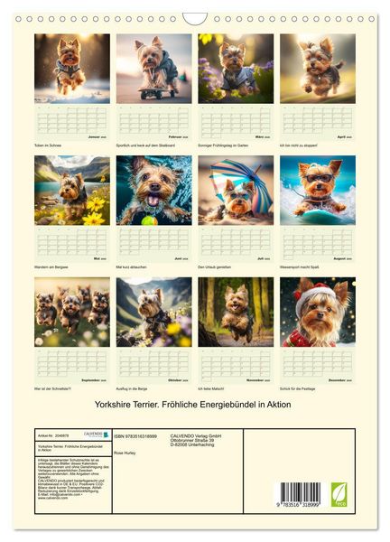 Produktbild: Yorkshire Terrier. Fr&ouml;hliche Energieb&uuml;ndel in Aktion (Wandkalender 2026 DIN A3 hoch), CALVENDO Monatskalender