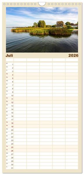 Produktbild: Familienplaner 2026 - Faszination Schlei mit 5 Spalten (Wandkalender, 21 x 45 cm) CALVENDO