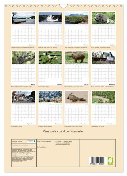Produktbild: Venezuela - Land der Kontraste (Wandkalender 2026 DIN A3 hoch), CALVENDO Monatskalender