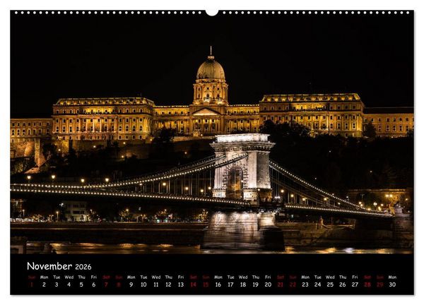 Produktbild: Danube River Nightlights (High Quality Premium Wall Calendar 2026 DIN A2 landscape),CALVENDO 12 Month Wall Calendar