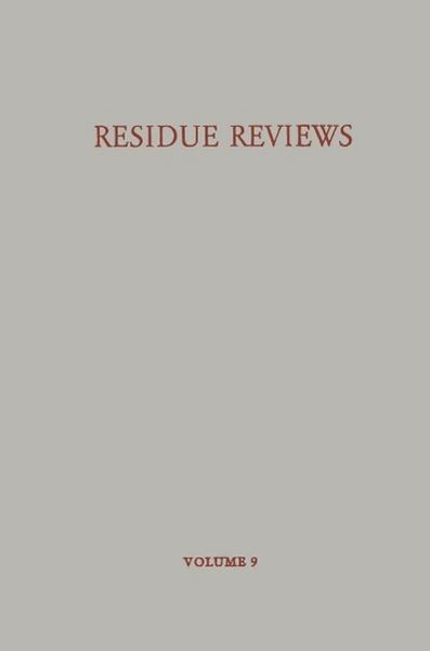 Produktbild: Residue Reviews / R&uuml;ckstands-Berichte