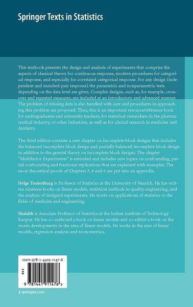 Produktbild: Statistical Analysis of Designed Experiments, Third Edition