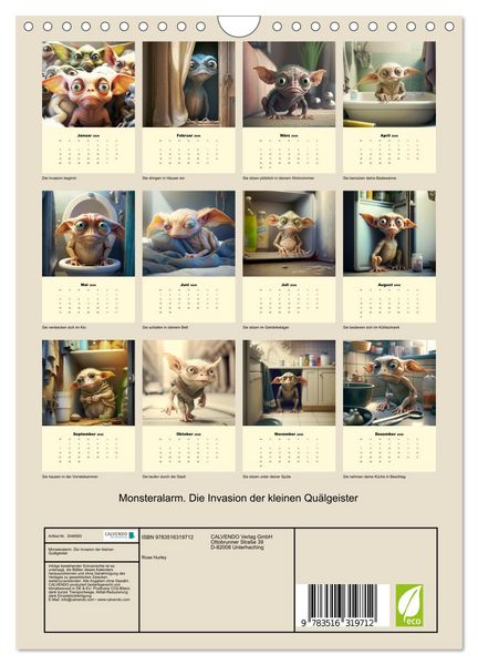Produktbild: Monsteralarm. Die Invasion der kleinen Qu&auml;lgeister (Wandkalender 2026 DIN A4 hoch), CALVENDO Monatskalender
