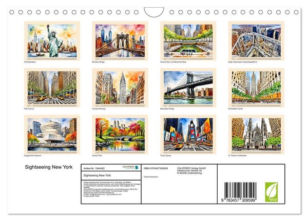Produktbild: Sightseeing New York (Wandkalender 2026 DIN A4 quer), CALVENDO Monatskalender