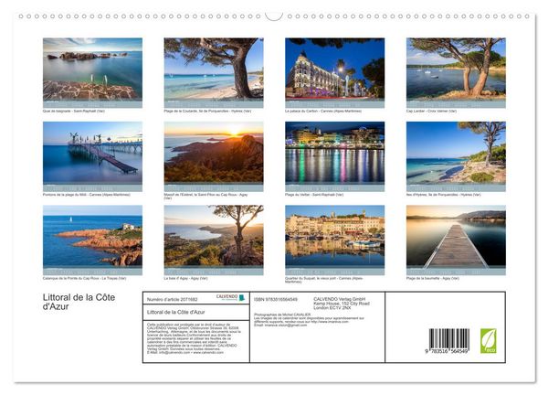 Produktbild: Littoral de la C&ocirc;te d'Azur (Calendrier mural 2026 DIN A2 vertical) calendrier de bureau