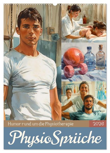 Physiosprüche (Wandkalender 2026 DIN A2 hoch), CALVENDO Monatskalender