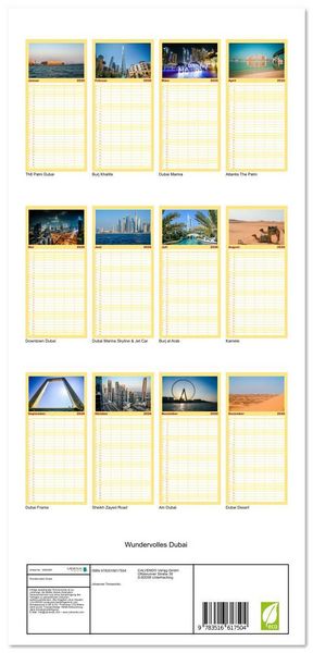 Produktbild: Familienplaner 2026 - Wundervolles Dubai mit 5 Spalten (Wandkalender, 21 x 45 cm) CALVENDO