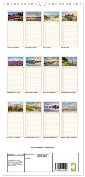Produktbild: Familienplaner 2026 - Wundersch&ouml;ne Niederlande mit 5 Spalten (Wandkalender, 21 x 45 cm) CALVENDO